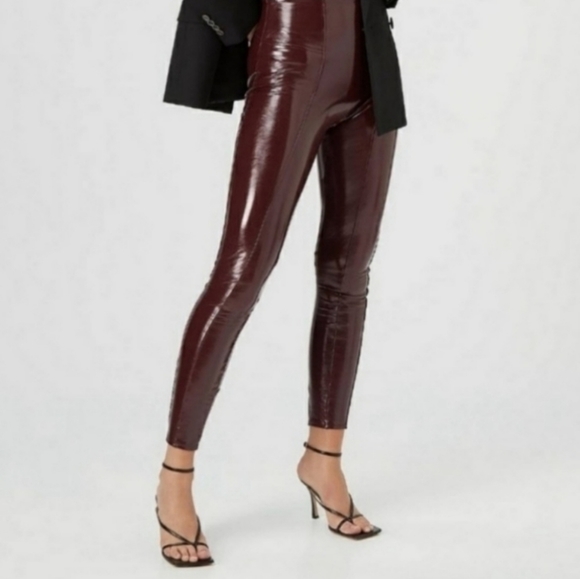 NWT SPANX Faux Patent Leather Leggings in Ruby Size Large Retail $108 - Picture 3 of 12